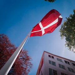 Wall Mural - Danish flag of Denmark, AI generated