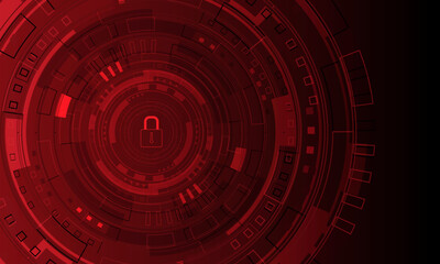 Technology red cyber security protect data computer design futuristic background vector