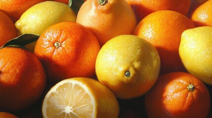 Poster - A Colorful Still Life of Lemons and Oranges