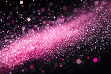 Poster - Vibrant pink glitter explosion on a black background for beauty and cosmetics confetti texture
