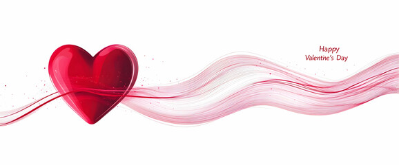 Poster - Vector illustration of a red heart and wavy line with the text 