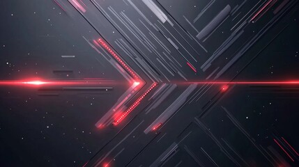 Aufkleber - Futuristic modern design with abstract silver red arrows on dark gray vector background
