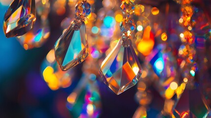 Poster - Close-Up of Crystal Chandelier Prisms