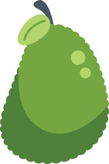 Poster - Illustration of a green jackfruit with a small stem and leaf still attached, showing its seeds through the skin