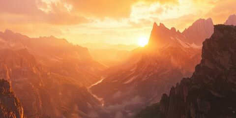 Poster - A beautiful mountain range with a river running through it