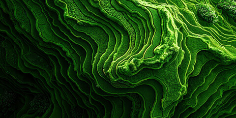 Poster - A green, curvy, and textured surface with a lot of grass