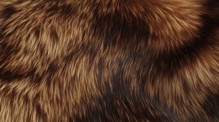 a detailed close-up of thick, luxurious brown fur with natural highlights and realistic texture.