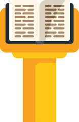 Poster - open book with text standing on a yellow pedestal, isolated on white background