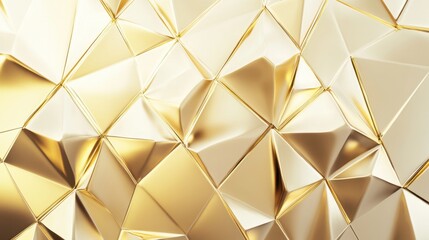 Wall Mural - Abstract golden gradient with intricate geometric patterns and soft metallic reflections, exuding sophistication.