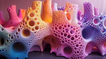 Poster - Abstract Colorful Porous Structure 3D Render