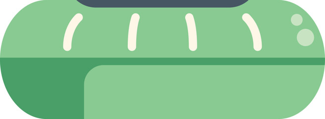 Poster - green inflatable boat with a gray bottom is floating on a white background