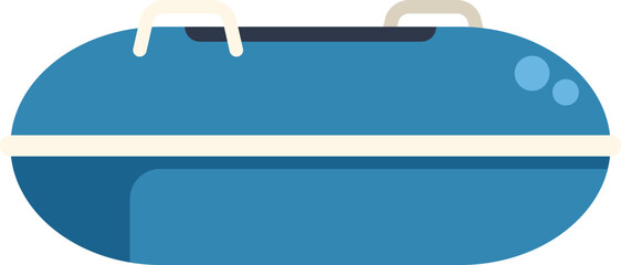 Poster - illustration featuring a blue inflatable rubber motor raft with handles, isolated on a white backgro