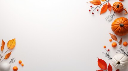 Poster - A hand-crafted Halloween wreath with colorful leaves, pumpkin accents, and subtle spooky embellishments, on a simple white backdrop.