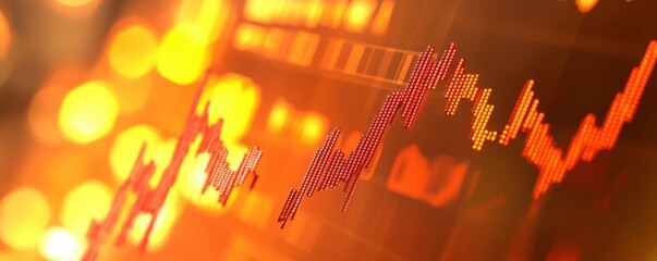 Poster - Colorful Stock Market Trend Graph With Rising Line Reflecting Financial Data and Investment Growth, Digitally Enhanced Chart Representing Market Movements and Economic Changes