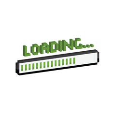Poster - isometric loading 8 bit icon vector Pixel art loading bar for game