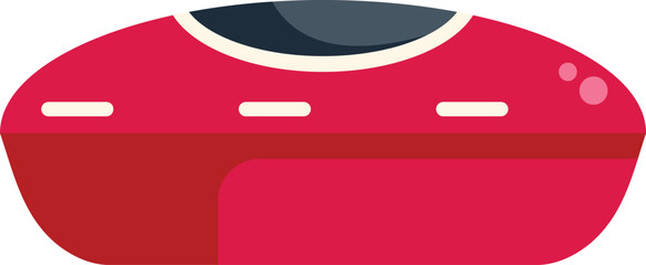 Poster - red spaceship is flying through space with a black window for space exploration