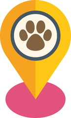 Poster - location pin pointing pet friendly place with paw print icon