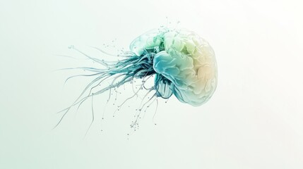 Poster - A stylized representation of a jellyfish with a brain-like structure and flowing tendrils.