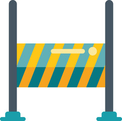Poster - yellow striped barrier blocking access, with diagonal lines pattern for construction site