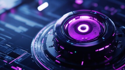 Aufkleber - A futuristic, glowing circular device with a high-tech aesthetic.