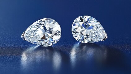 Aufkleber - Two sparkling diamonds displayed on a blue background, showcasing their brilliance and clarity.