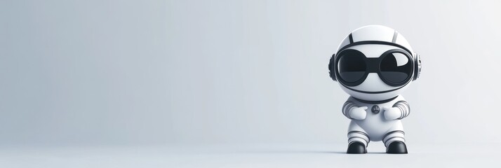 Poster - A stylized robot character wearing headphones and sunglasses, exuding a playful vibe.