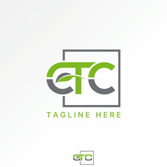 Poster - Logo design graphic concept creative premium vector stock image graphic initial CTC font connected leaf nature line square Related monogram typography