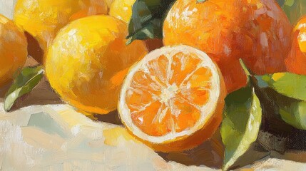 Poster - Vibrant Oranges Still Life Oil Painting Artwork
