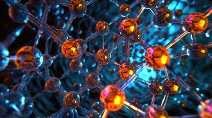 Aufkleber - A 3D model of a graphene atomic structure, with its hexagonal molecular grid highlighted, representing the cutting-edge advances in nanotechnology.