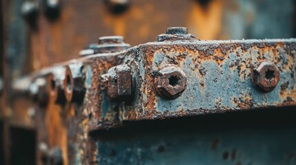 Aufkleber - A close-up of rusted metal texture on a weathered piece of metal, revealing intricate details of corrosion and age, with a gritty industrial feel.