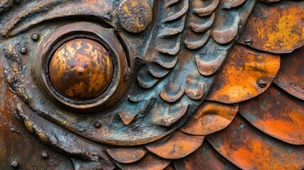 Aufkleber - A close-up of rusted metal texture on a weathered piece of metal, revealing intricate details of corrosion and age, with a gritty industrial feel.