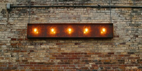 Marquee sign with customizable letters on a brick wall, announcing an event