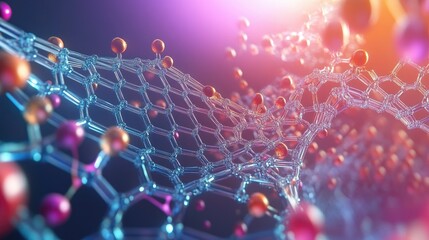Aufkleber - A detailed 3D rendering of graphene's hexagonal molecular grid, illustrating the futuristic possibilities of nanotechnology and advanced materials science.