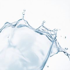Poster - A splash of clear water against a white background, capturing the fluid movement and purity of water for the drinks industry.