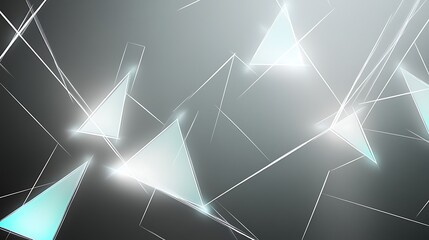 Aufkleber - Abstract background with glowing teal triangles and lines on a dark grey backdrop.