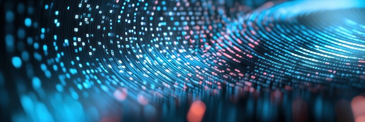 Aufkleber - A vibrant abstract representation of data flow with blue and pink particles.