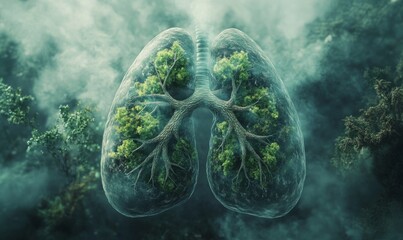 clean lungs with trees and nature inside and smoke over them , clean, lungs, trees, nature, smoke, a