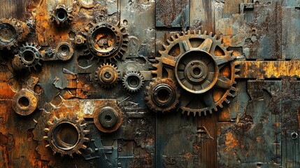 Aufkleber - Rusted metal with intricate textures and oxidized colors, symbolizing the passage of time and the raw, industrial beauty of corroded surfaces.