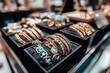 © Babycrab - A display of elegant gold bracelets and accessories featuring turquoise stones.