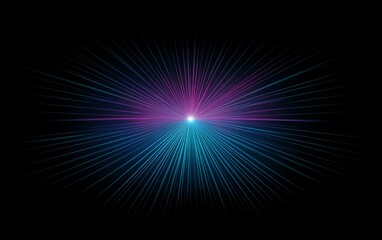 Poster - Abstract vibrant light burst radiating from central point on black background.