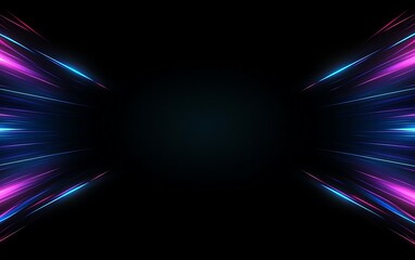 Poster - Abstract dark background with vibrant purple and blue neon light streaks emanating from the sides, creating a dynamic and energetic composition.
