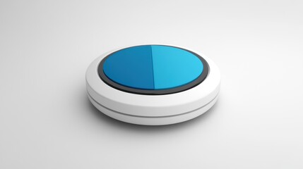 Aufkleber - A circular button with a two-tone blue design, likely used for interactive purposes.