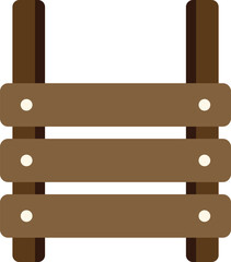 Poster - simple icon of a wooden ladder with three steps for climbing, isolated on white background