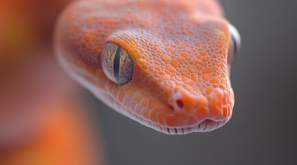 Poster - A close-up of a vibrant orange gecko showcasing its textured skin and striking eyes.