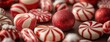 © Aleks - Peppermint Candy and Red Baubles on Sparkling Christmas Background.