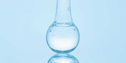 Poster - A close-up of a glass container filled with clear water, showcasing bubbles and reflections for a fresh and clean aesthetic in the drinks industry.