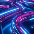 © Tackey - **Vibrant Neon Light Trails on a Dark Background Creating a Futuristic Abstract Design with Glowing Colors and Smooth Curves for High-Tech Visuals**