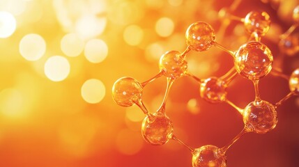 Poster - Close-up of molecular structures illuminated by warm light, symbolizing scientific exploration.