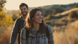 © stock1 - a woman and man smiling and walking in California nature