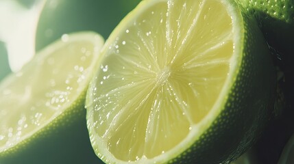 Poster - Closeup of Limes Slices Showing Juicy Pulp